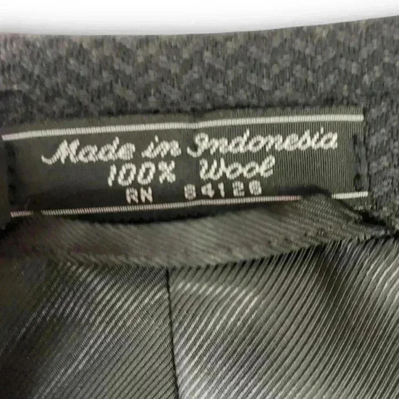 Hardy Amies Vtg Blazer 100% Wool Suit Jacket Sport Coat 42R Herringbone Black - Picture 3 of 8